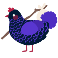 A tumblr and indigo chicken with a lace pattern