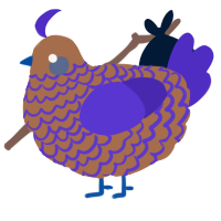 A brown and indigo chicken with a lace pattern