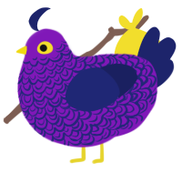 A violet and navy chicken with a double-lace pattern