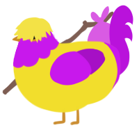 A yellow and amethyst chicken with a head pattern