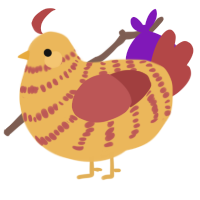 A honey and red chicken with a bar pattern