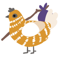 A orange and cream chicken with a bar pattern