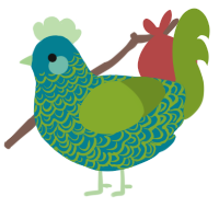 A sea and chartreuse chicken with a double-lace pattern