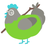 A grass and ash chicken with a head pattern