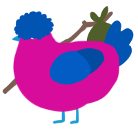 A fuchsia and ultramarine chicken