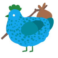 A sky and sea chicken with a speckle pattern
