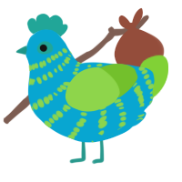 A cerulean and grass chicken with a bar pattern