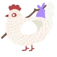 A cream and white chicken with a lace pattern