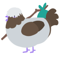 A mist and bark chicken with a head pattern