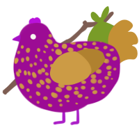the psychick, a plum and gold chicken with a speckle pattern