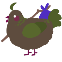 A bark and olive chicken with a neck-band pattern