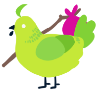A lime and grass chicken with a neck-band pattern