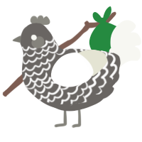 A grey and white chicken with a lace pattern