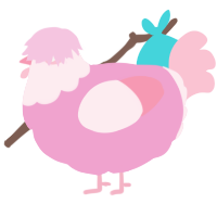 A pink and rose chicken with a head pattern