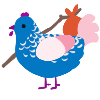 A sapphire and rose chicken with a half-lace pattern