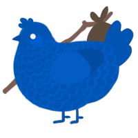 A ultramarine chicken with a lace pattern