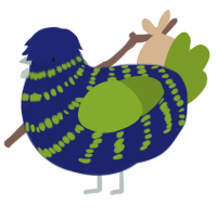 (unnamed), a navy and chartreuse chicken with a bar pattern