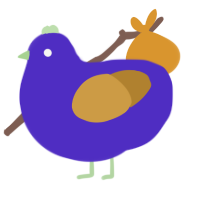 A indigo and gold chicken