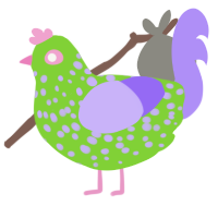 A grass and lilac chicken with a speckle pattern