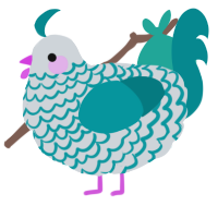 A mist and teal chicken with a lace pattern
