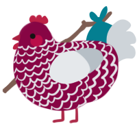A maroon and mist chicken with a lace pattern