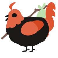 A sable and vermilion chicken with a head pattern