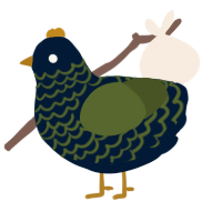 A tumblr and olive chicken with a lace pattern