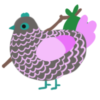 A grey and lavender chicken with a lace pattern