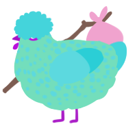 A mint and aqua chicken with a speckle pattern