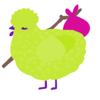 A lime chicken with a speckle pattern