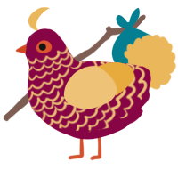 A maroon and honey chicken with a lace pattern