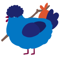 A sapphire and navy chicken