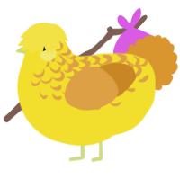 A yellow and orange chicken with a half-lace pattern