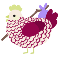 A cream and maroon chicken with a lace pattern