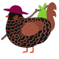 A black and russet chicken with a lace pattern