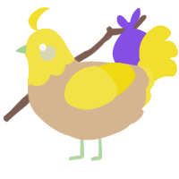 A beige and yellow chicken with a head pattern