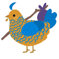 A orange and sapphire chicken with a lace pattern