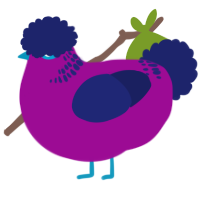 A plum and navy chicken with a neck-band pattern
