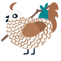A white and brown chicken with a lace pattern