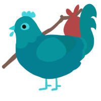 A sea and teal chicken with a head pattern