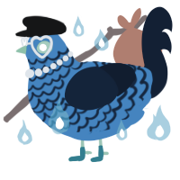 A sapphire and tumblr chicken with a lace pattern