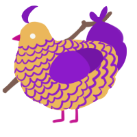 A honey and violet chicken with a lace pattern