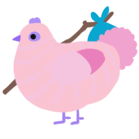 A rose and pink chicken with a bar pattern