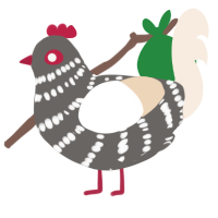 A grey and cream chicken with a bar pattern