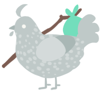 A silver chicken with a speckle pattern