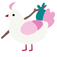 A white and pink chicken