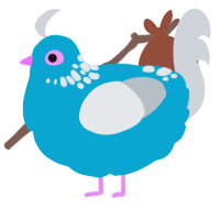 A cerulean and mist chicken with a neck-speckle pattern