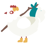 A white chicken with a head pattern
