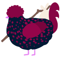 A tumblr and maroon chicken with a speckle pattern