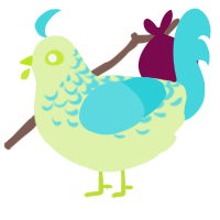 A apple and aqua chicken with a half-lace pattern